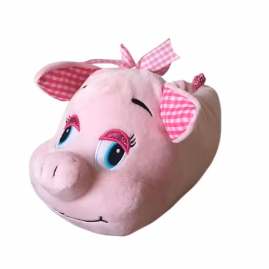 Novelty Animal Shape Fluffy 3D Pig Baby Indoor Shoes Slippers for Kids Girls