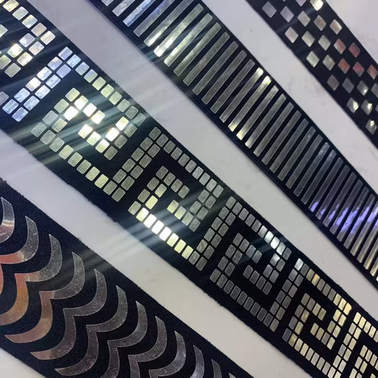 箔ゴールドシルバーカラフルなグラデーションウェビング弾性弾性靴素材アクセサリー